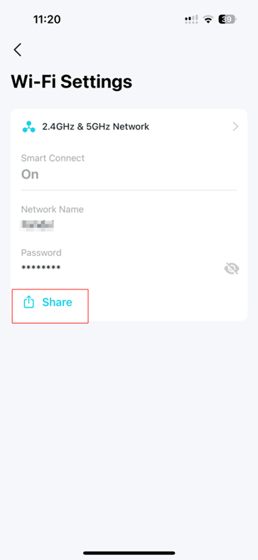 Locate the Share button in the center of the page.
