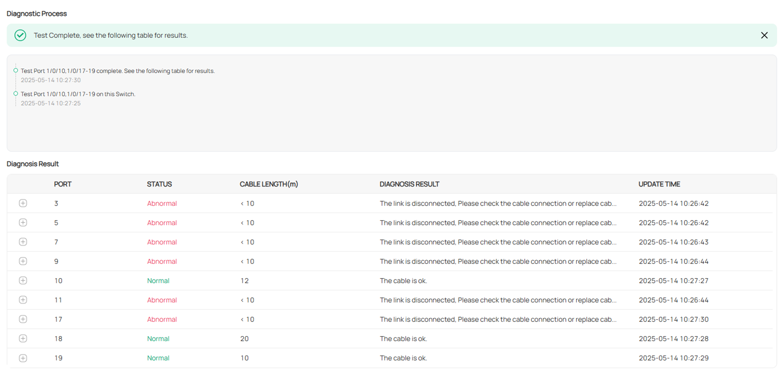 Alt text: View the device's diagnosis records and all results.