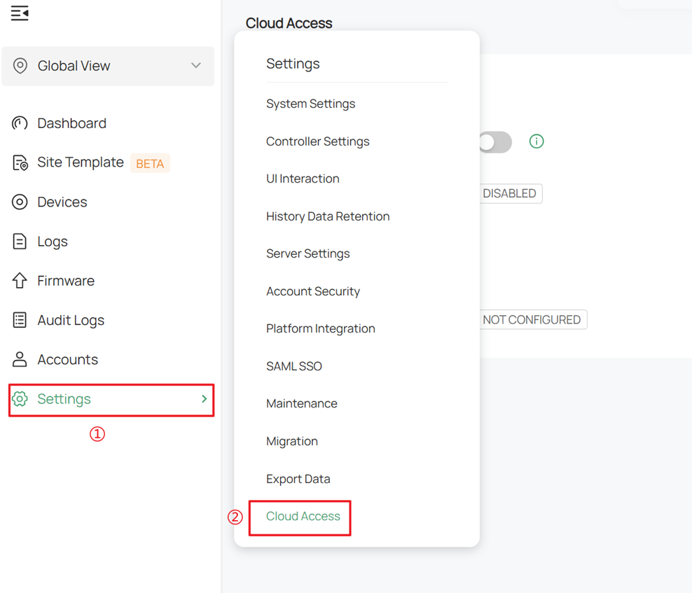 Alt text: Go to Cloud Access Interface