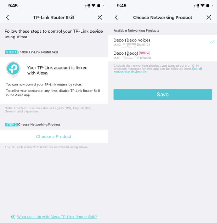 Choose Networking Product after link TP-Link account to Alexa.