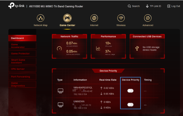 Turn off all buttons under "Device Priority".