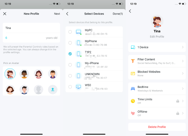 Create a profile for kid.