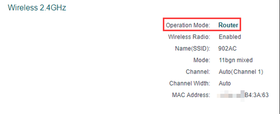 Check operation mode on web UI.