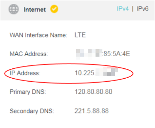 Check Internet IP address.