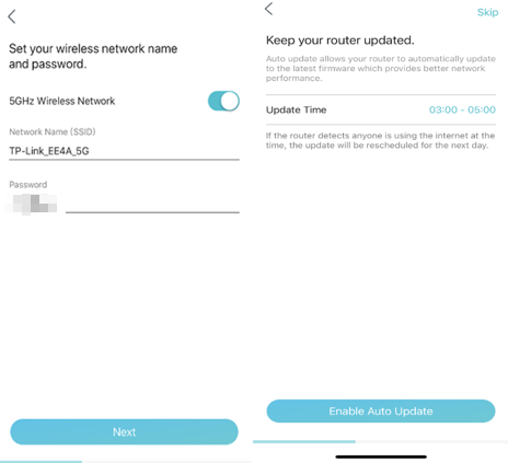 Customize wireless network and set update time.