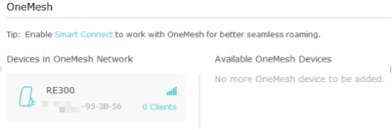 OneMesh device list.