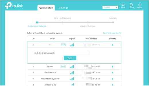 Select 2.4G host network.