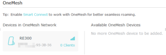 OneMesh device list.