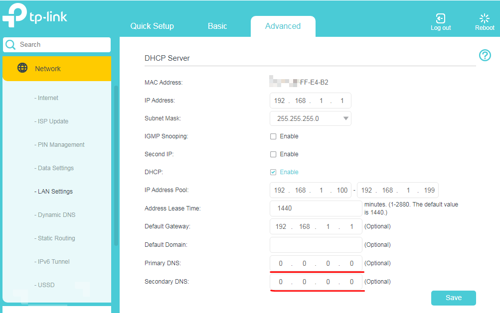 Change DNS settings.