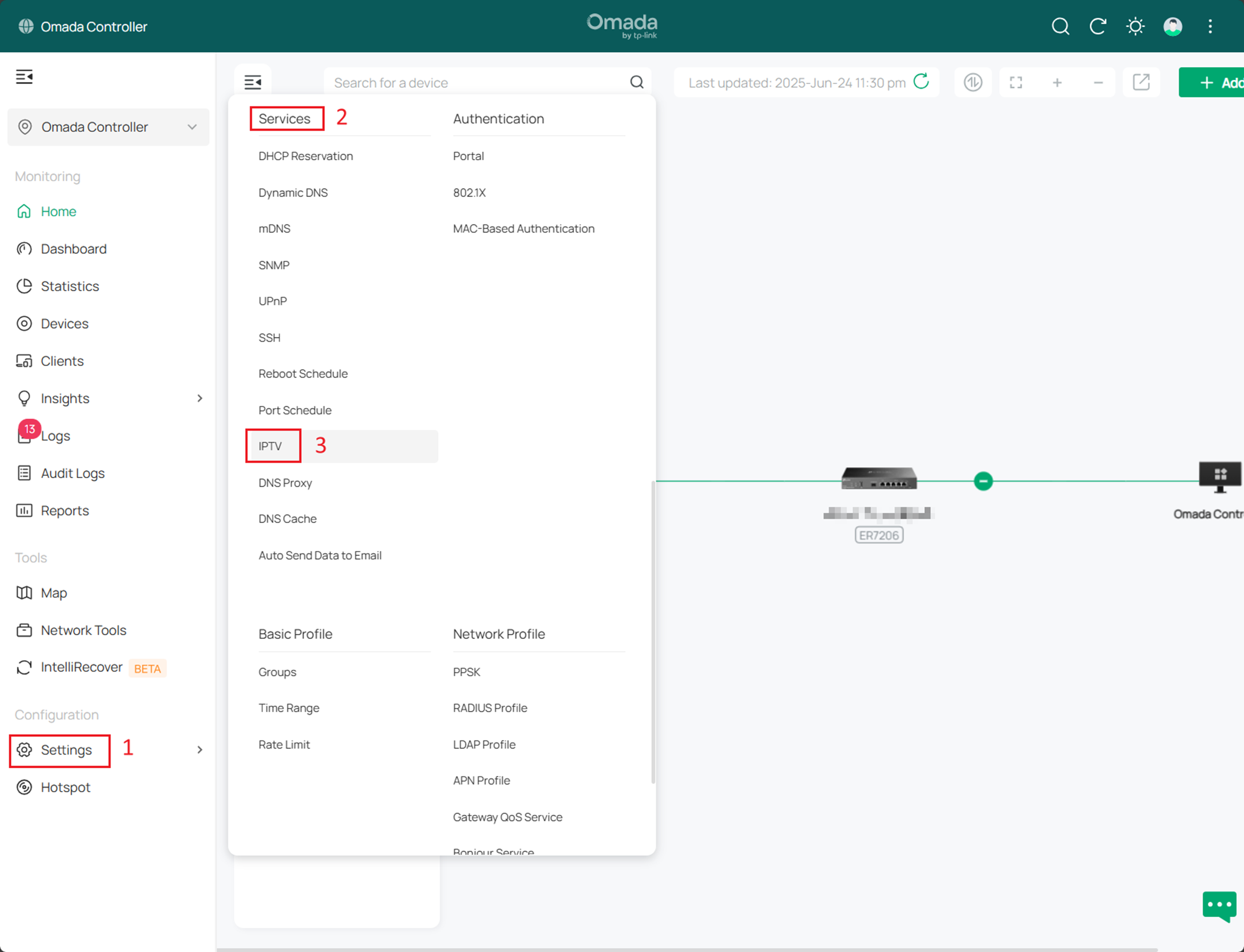 alt text: path to IPTV configuration page