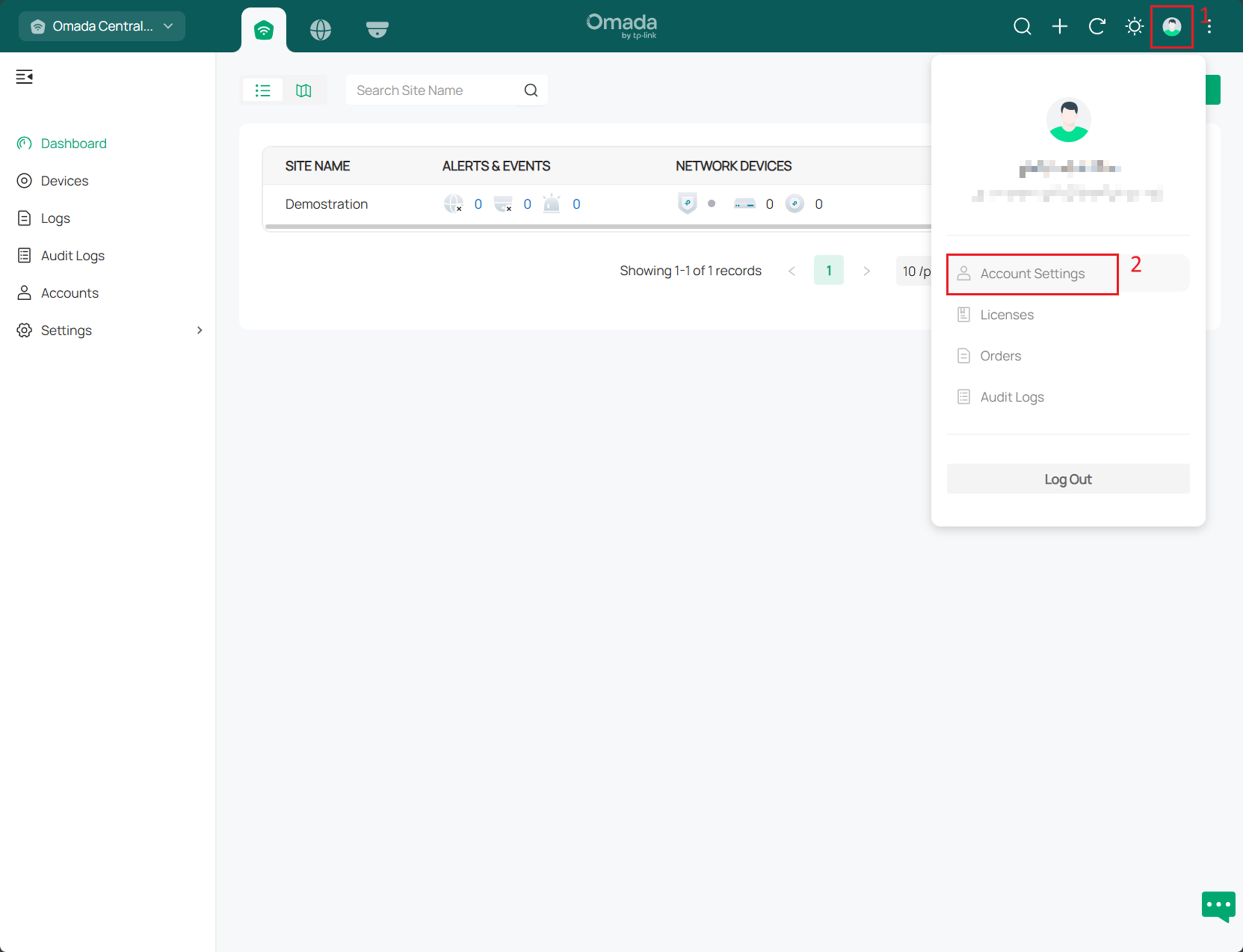 Alt text: the path to account settings page.