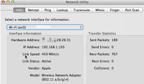 Check Mac computer's link speed.