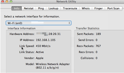 Check Mac computer's link speed.