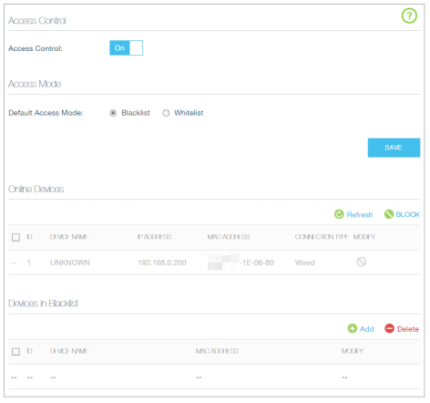Enable Access Control.