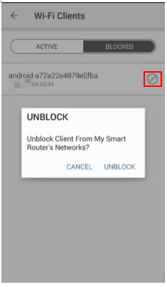 Unblock device from the blocked list.