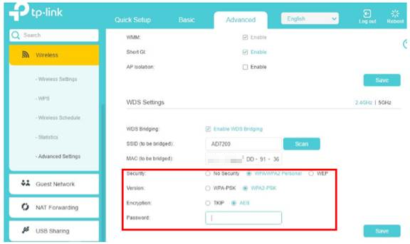 Configure WDS settings.