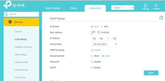 Configure LAN settings.
