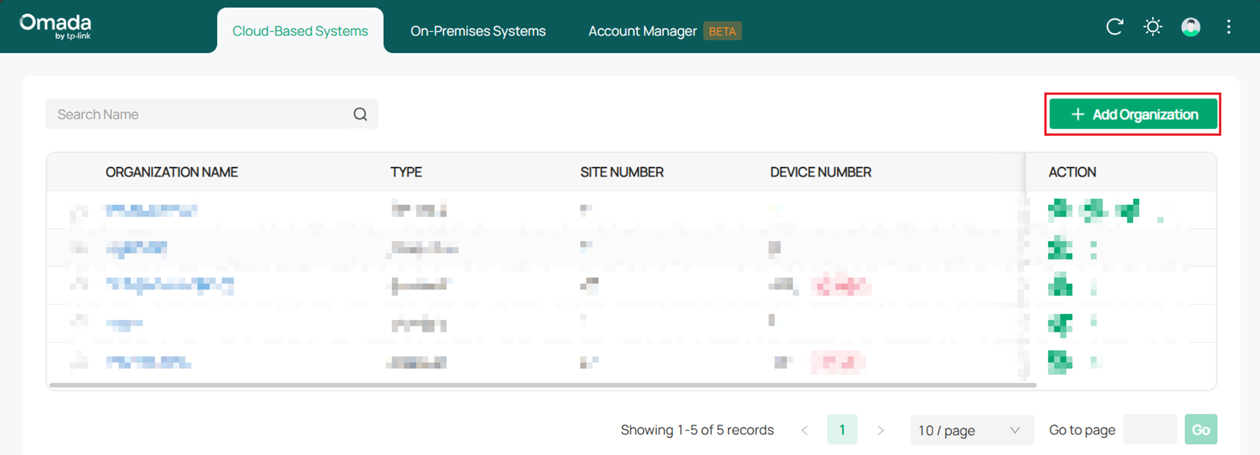 Alt text: the position of Add Organization button