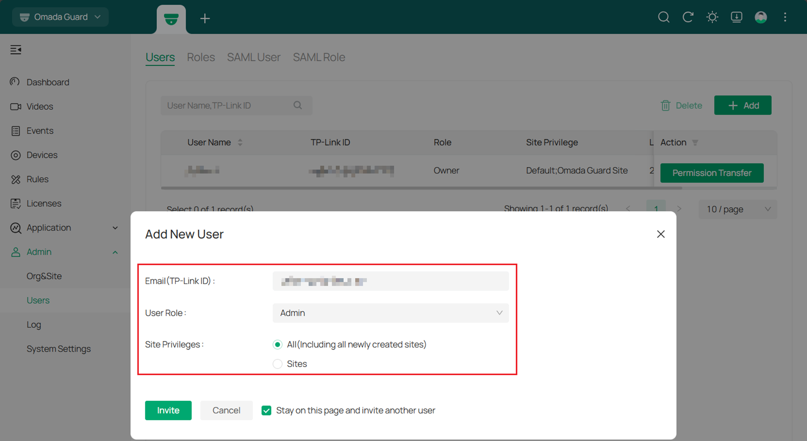 Alt text: parameters required by cloud access invitation.