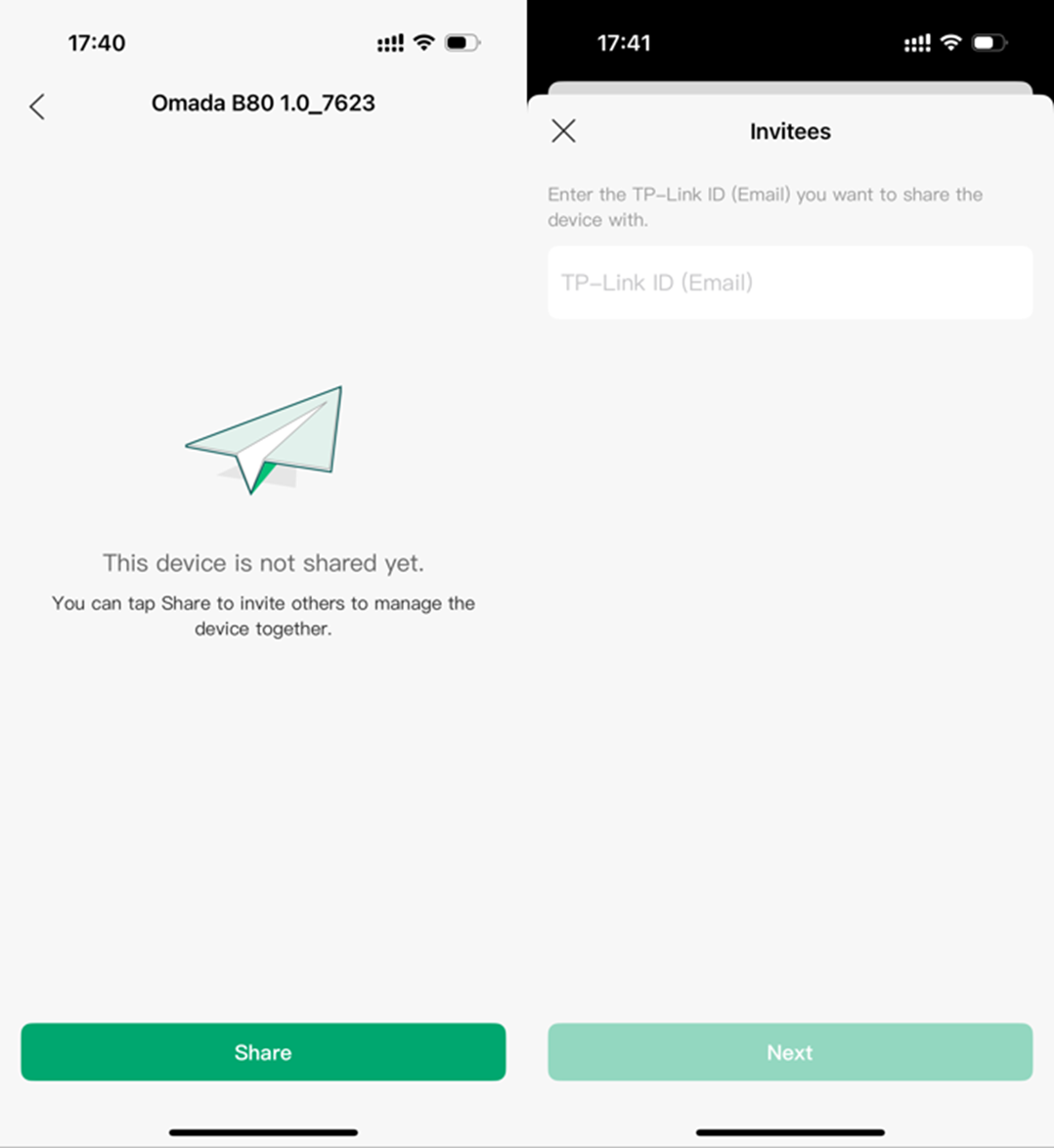 Alt text: Interface where you can enter the invitee’s TP-Link ID