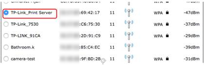 Wireless network list.