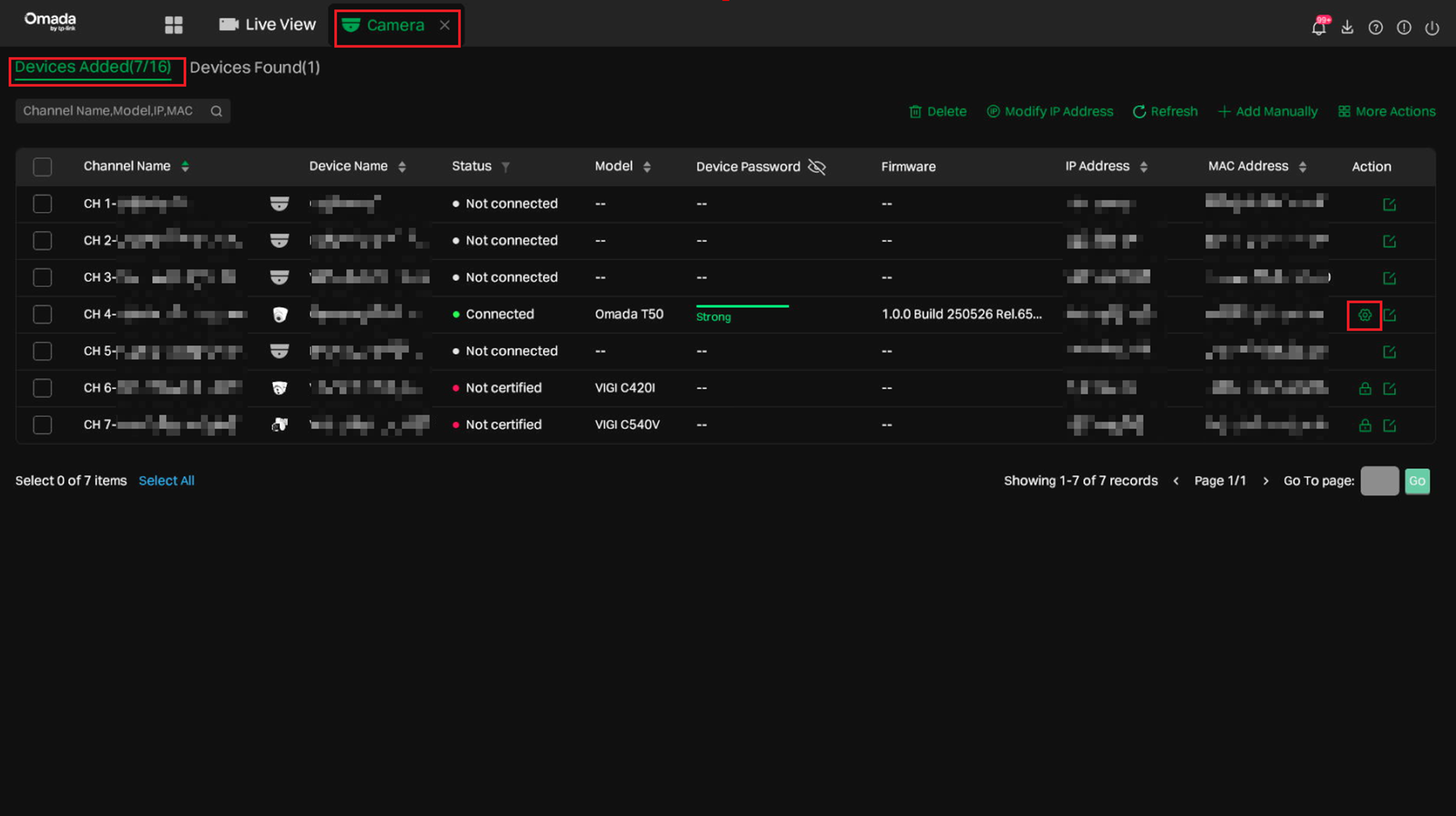 Alt text: the path to IPC configuration page in NVR’s interface.