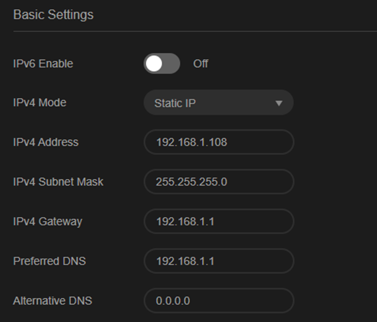 Alt-text: The current IP address of Omada Cameras.