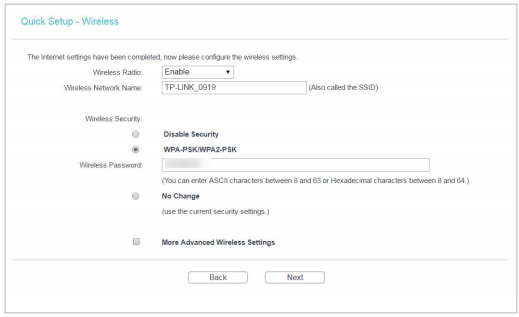 Quick Setup-Wireless page.