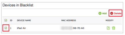 Remove device from blacklist.
