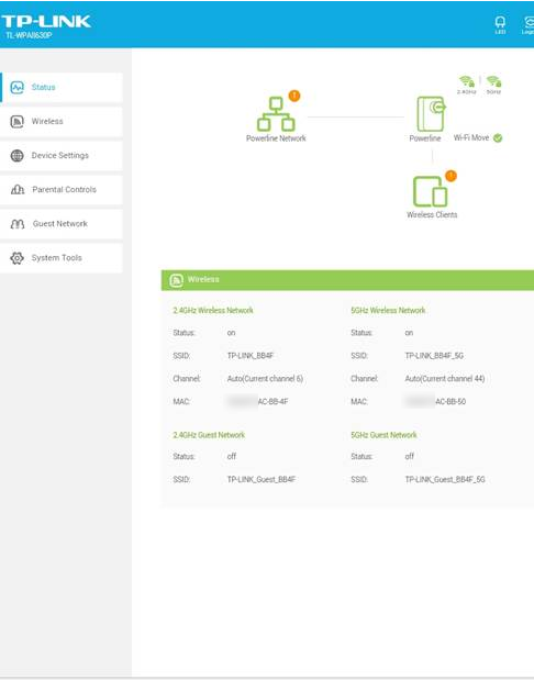Status page.