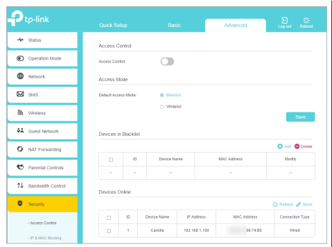 Access Control page.