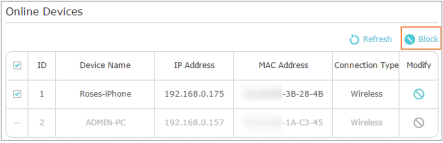 Block online device.