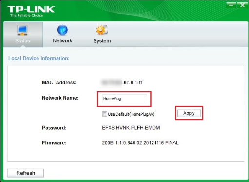 Status page.
