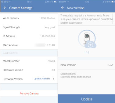 Tap Update for new firmware.