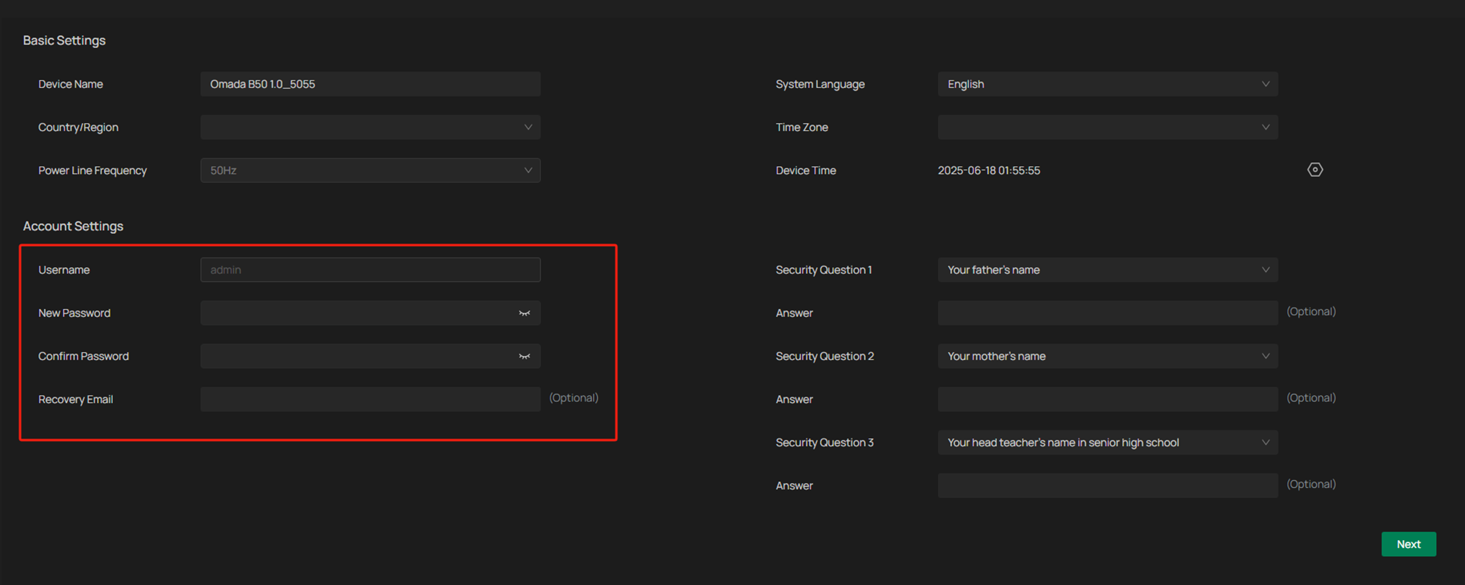 Alt text: Location to set account settings.