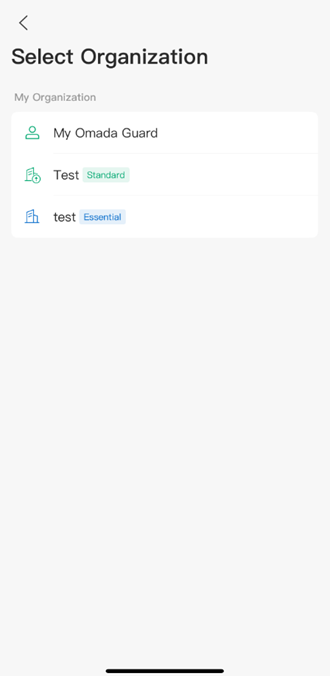Alt text: Page to select organization.