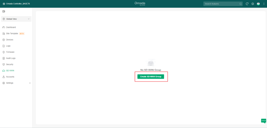 Alt text: the button for creating SD-WAN group.