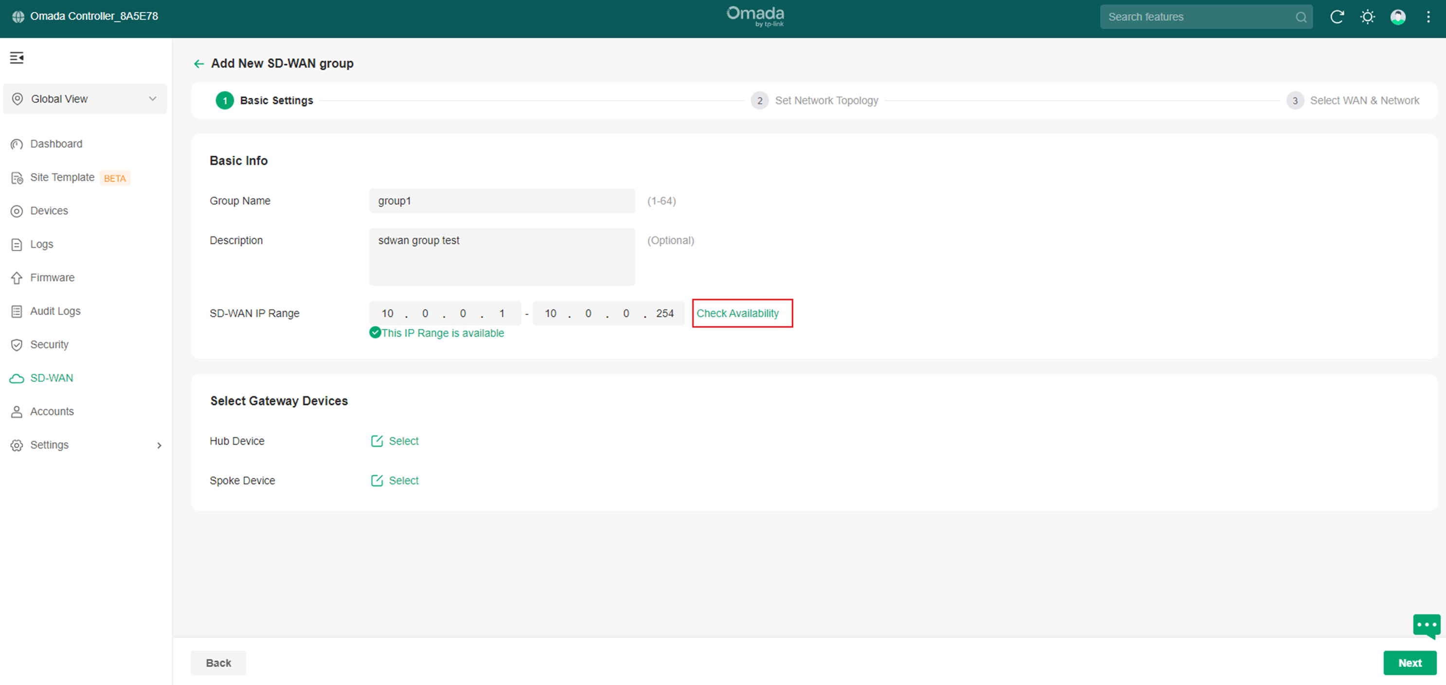 Alt text: the button of check availability to verify if there are IP conflicts.