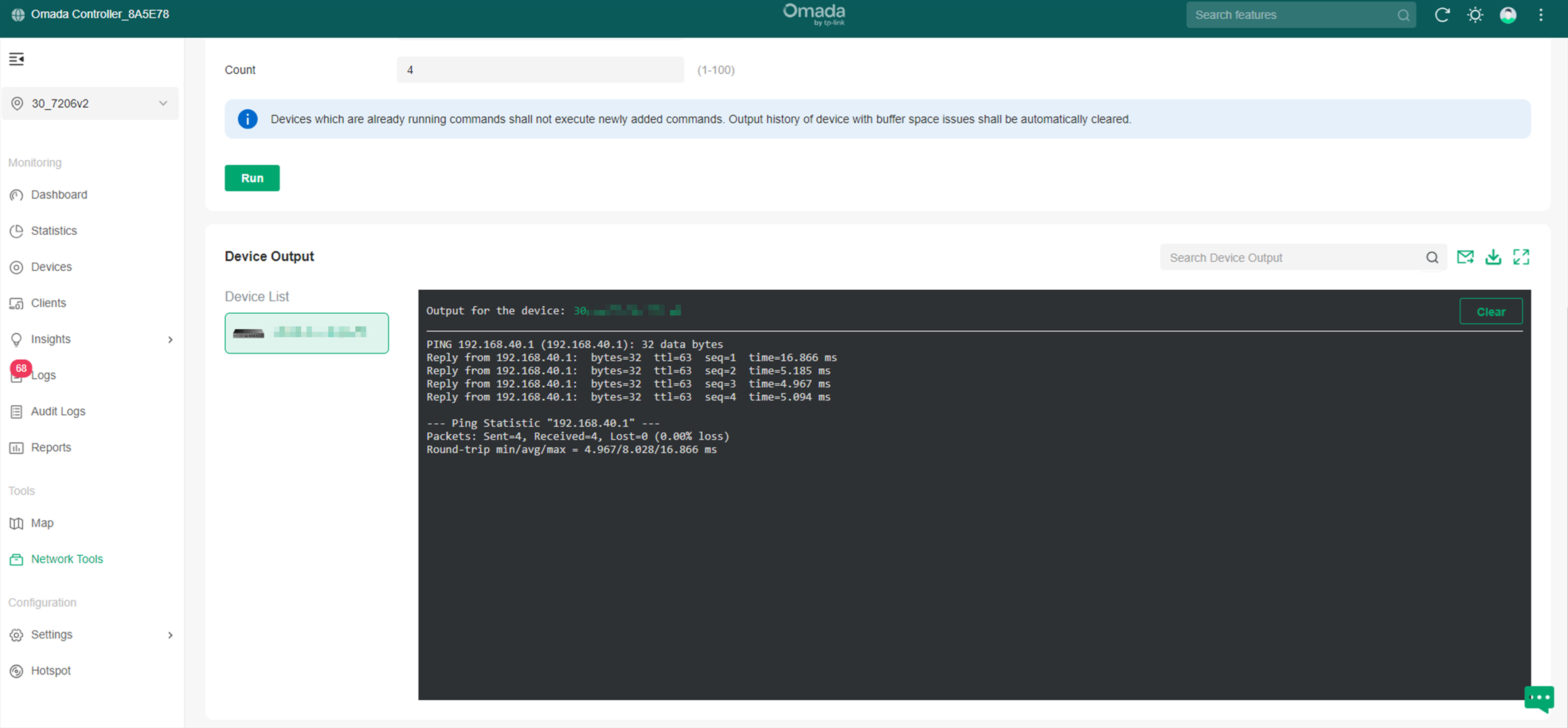 Alt text: the page of test result