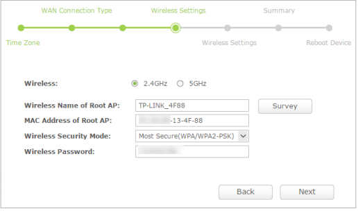 Set wireless settings.
