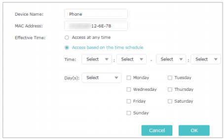 Set effective time for device in blacklist.