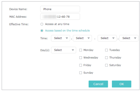 Set effective time for device in whitelist.
