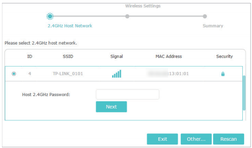 2.4G host network page.