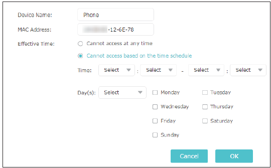 Set effective time for device in blacklist.