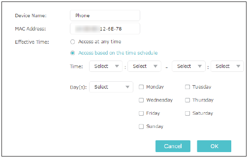 Set effective time for device in whitelist.