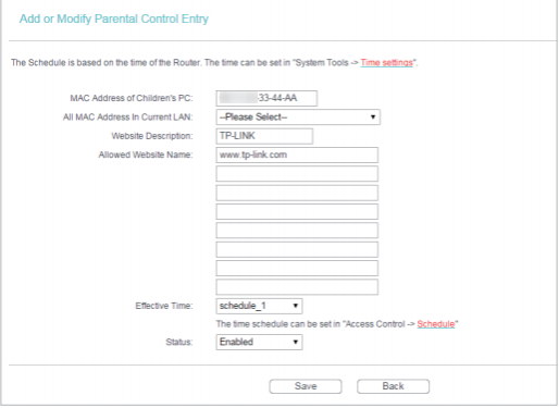 Enter appropriate parameters.