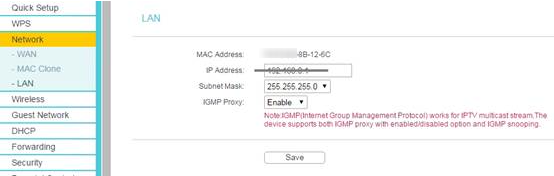 LAN settings page.