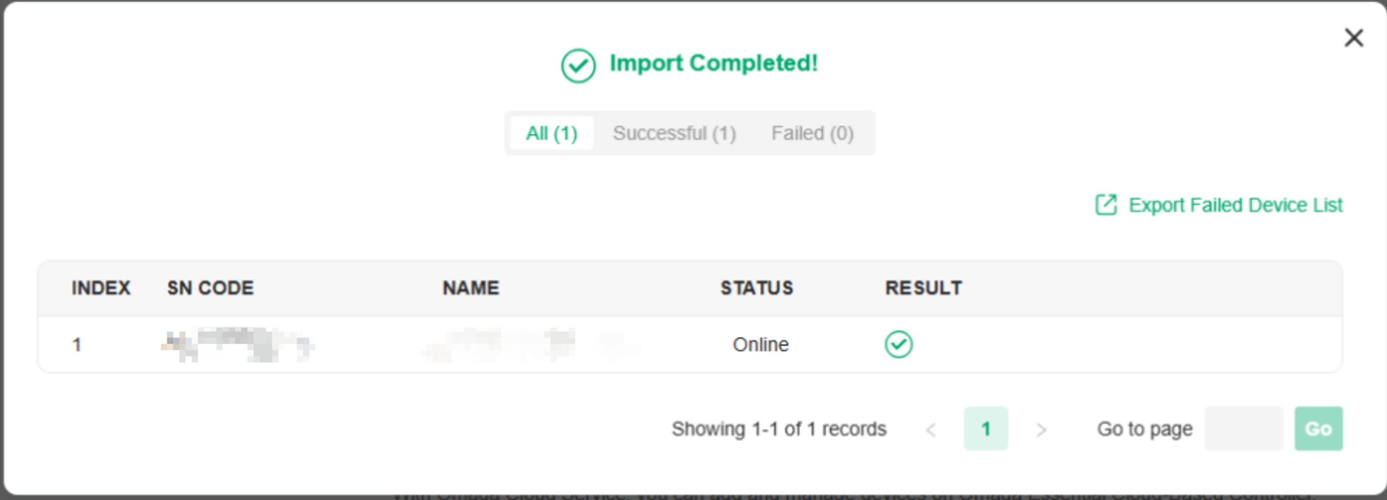 Alt text: the notification of successful import.