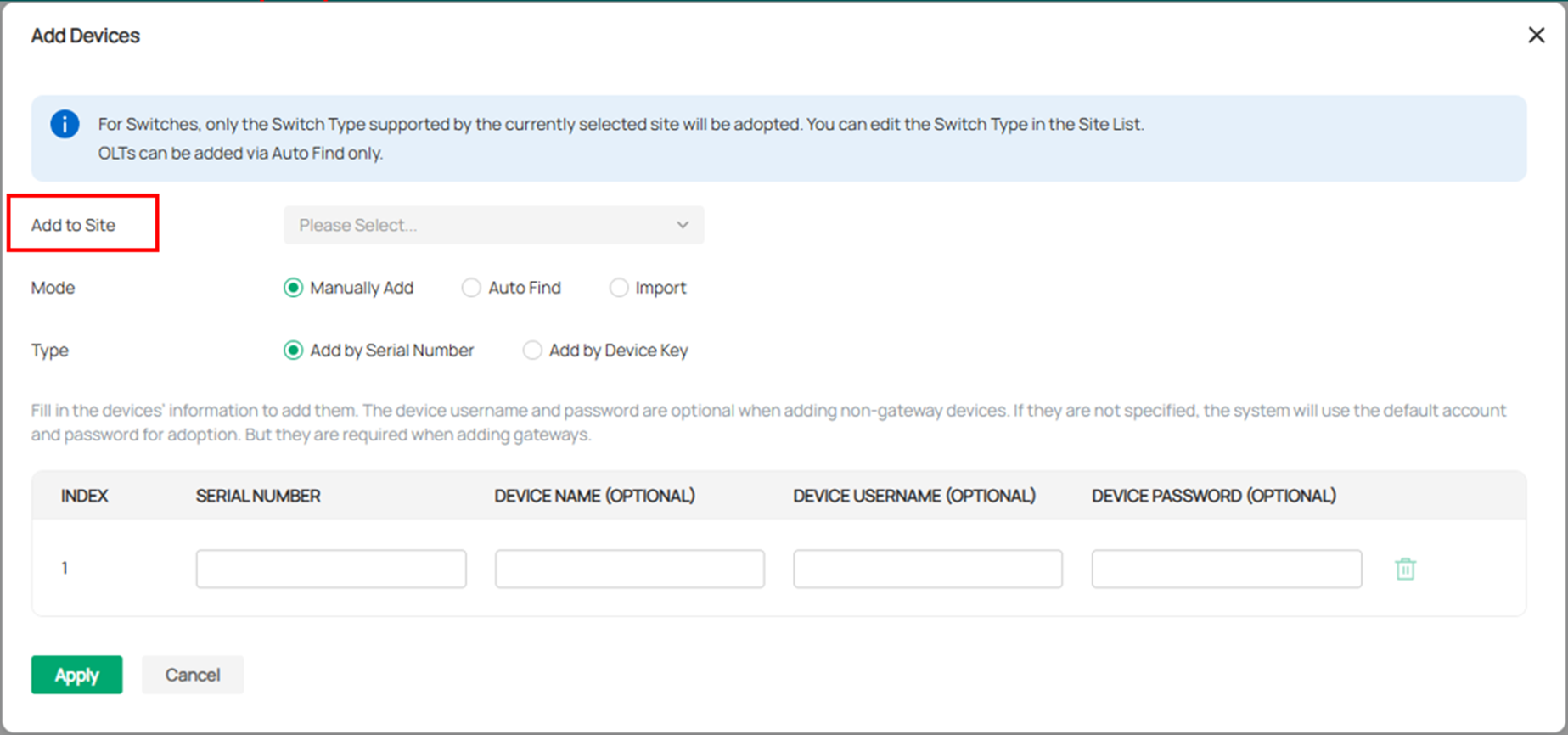Alt text: Pull-down Menu where you can choose the site.