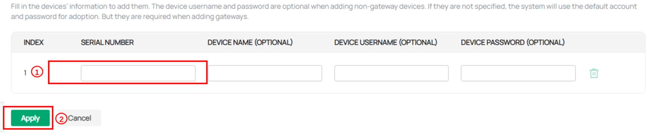 Alt text: Input field where you can enter your device’s S/N or Device Key.